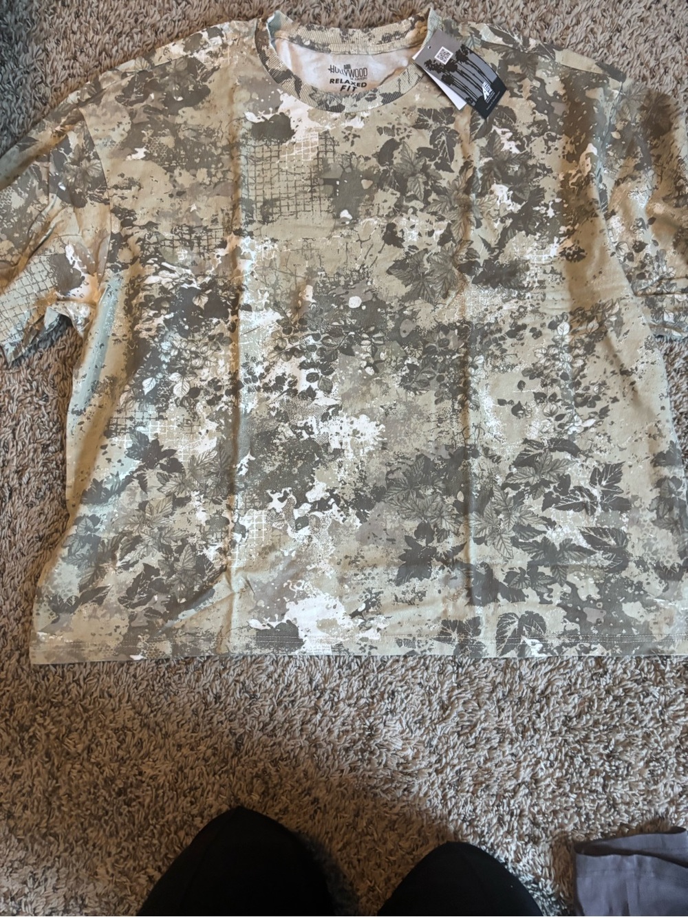 Hollywood The Jean People Relaxed Fit T Shirt Mens XXL Beige Abstract‎ Print NWT